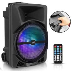 Pyle Wireless Portable PA Speaker System - 800W High Powered Bluetooth Compatible Indoor & Outdoor DJ Sound Stereo Loudspeaker w/USB SD MP3 AUX 3.5mm Input, Flashing Party Light & FM Radio-PPHP1244B