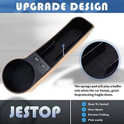 JESTOP Car Seat Gap Filler 2 Packs, Car Seat Organizer with USB Charging, Auto Center Consoles Organizer for Cellphone Coin