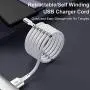 Magnetic Absorption Nano Data Cable,(0.9M/3FT) Super Organized USB Fast Charging Cord Self Winding Wire Portable Storage 360 Degree Coiling Magnets Retractable Compatible with i-Products