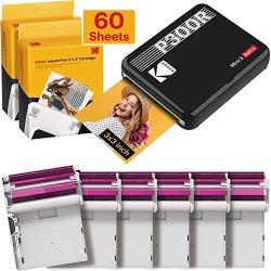KODAK Mini 3 Square Retro Portable Printer - Social Media Photo Instant Printer – Premium App iOS & Android Compatible – Wireless Connection – 3x3inch Photo - 4PASS Technology - 60 Sheet Bundle Black