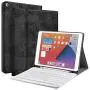 Keyboard Case for iPad 10.2 8th 7th Generation - JUQITECH Smart Case with Wireless Keyboard iPad 10.2'' 8th 2020 7th 2019 Slim Tablet Detachable Bluetooth Keyboard Stand Cover with Pencil Holder, Black