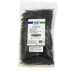 HS Durable Plastic Zip Ties 4 Inch (Bulk-1000 Pack) Small Zip Ties Thin 18 Lbs Self-Locking Nylon Ties for Electronics Organizer, Wire Zip Ties Black