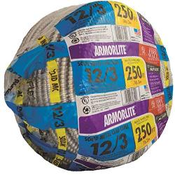 Armor lite Type Mc Aluminum Armored Cable, 12/3, 600 Volts, 250 Ft. Coil