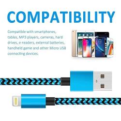 WUYA iPhone Charger MFi Certified 5 Pack - 6FT Lightning Cable Nylon Woven High Speed Data Sync Cord Compatible iPhone 12 11 Pro Max X 8 7 6S Plus SE - Color