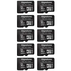 Gigastone 32GB 10-Pack Micro SD Card, Full HD Video, Surveillance Security Cam Action Camera Drone, 90MB/s Micro SDHC UHS-I U1 C10 Class 10