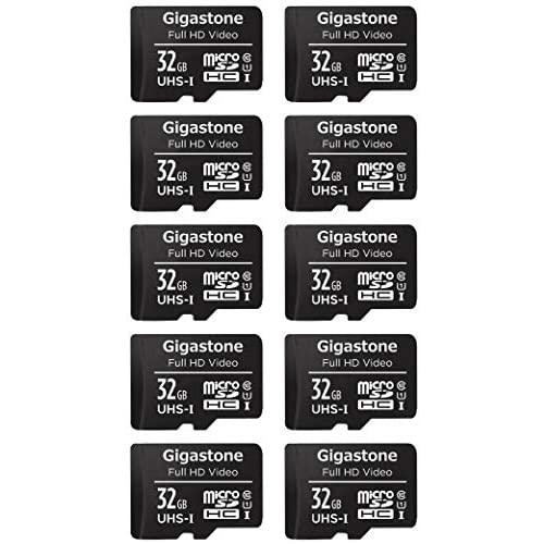 Gigastone 32GB 10-Pack Micro SD Card, Full HD Video, Surveillance Security Cam Action Camera Drone, 90MB/s Micro SDHC UHS-I U1 C10 Class 10