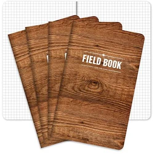 Field Notebook/Journal - 5''x8'' - Wood Pattern - Graph Memo Book - Pack of 4