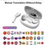 Beacon Pet Bluetooth Translator Earbuds with Charging Box, Wireless Translation Device Intelligent Headset Instant Translator for Learning Travel Real-time Translation Headset Earphones, White