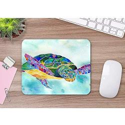 oFloral Turtle Gaming Mouse Pad Colorful Sea Tortoise Fish Geometric Light Green Space Decorative Mousepad Rubber Base Home Decor for Computers Laptop Office Home 7.9X9.5 Inch