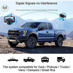 5 Inch HD Digital Wireless Backup Camera System IP68 Waterproof Color Monitor Kit for Trucks Cars Hitch Rear Stable 1080P