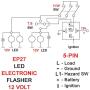 EP27 Flasher Relay for 2001-17 Jeep Wrangler TJ JK JKU,98-02 Dodge RAM 1500 2500 3500 Trucks Flashers Relay, Compatible LED Electronic Turn Signal & Hazard Warn Hyper Flash 5 Pin Flasher Relay EFL-4