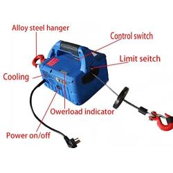 INTSUPERMAI Electric Hoist Crane 992 Lb Capacity 25 Ft Wire Cable Control Portable Household Electric Winch 110V Overhead Lift with Overload Protection