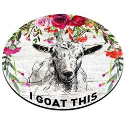 Smooffly I Goat This Quote Cute Round Mouse Pad, Office Desk Accessories, Goat Mouse Pad, Desk Decor, Funny Office Gifts,Vintage Colored Floral Circular Mouse Pads for Computers