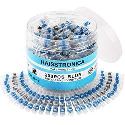 haisstronica 200PCS Solder Seal Wire Connectors ,Waterproof Wire Connectors, Heat Shrink Butt Connectors for Watercraft,Electrical,Electronics 16-14 Blue