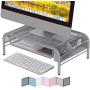 NEATERIZE Monitor Stand for Desk - Metal Monitor Stand Riser and Laptop Desk Stand with Organizer - Desktop Computer Stand and Monitor Riser Stand for Desk with Drawer - Improves Airflow - (Gray)