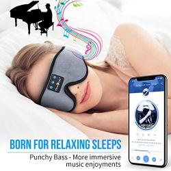 MUSICOZY Sleep Headphones 3D Bluetooth 5.0 Headband Sleeping Headphones, Wireless Music Sleep Eye Mask for Side Sleepers, Air Travel, Built-in Ultra Thin Speakers Mic Noise Cancelling