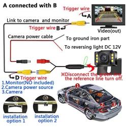 Car Backup Camera, Rear View Camera HD 6LED Night Vision,Waterproof Reverse Camera 140° Wide View Angel with Multiple Mount Brackets for Universal Cars,SUV,Trucks,RV and More