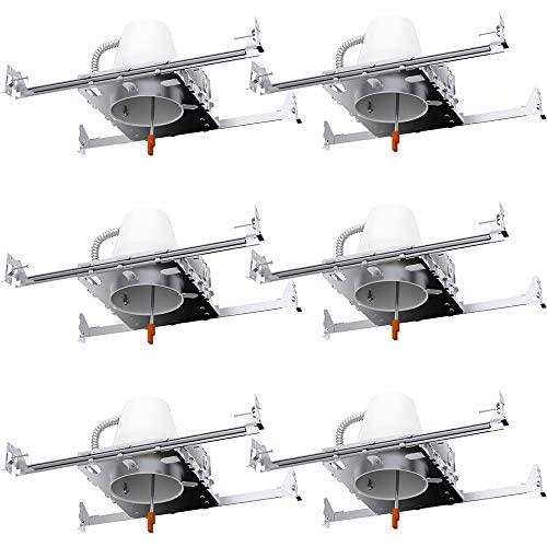 Sunco Lighting 6 Pack 4 Inch New Construction Housing, Air Tight IC Rated Steel Can, 120-277V, TP24 Connector Included for Easy Install - UL & Title 24 Compliant