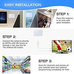 Amplified HD Digital TV Antenna - Support 4K 1080p and All Older TVs - Indoor Smart Switch Amplifier Signal Booster - Coax HDTV Cable/AC Adapter