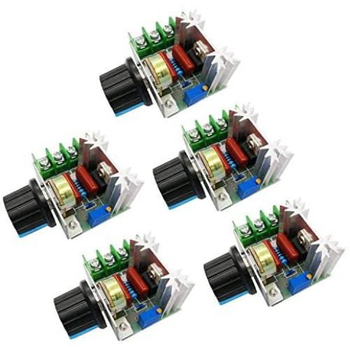 AC 50-220V 2000W 25A Motor Speed Controller SCR High-power Electronic Voltage Regulator Module Motor LED Dimmerswith Speed Control Knob(5pcs)