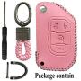 Alegender Pink 4Buttons Flip Key Cover Case Fob Leather Skin Bag Remote Jacket Protector Fit for 2018 2019 2020 Jeep Wrangler JL JLU Rubicon Gladiator JT 68292944AA