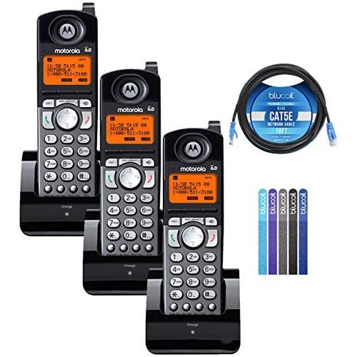 Motorola ML25055 2-Line DECT 6.0 Cordless Handsets (3-pk) for RCA 25255RE2/25270RE3/25260 and Motorola ML25212/ML25252/ML25260 Base Stations Bundle with Blucoil 10 Cat5e Cable, and Cable Ties (5-pk)