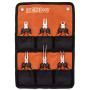 KENDO 6-Pieces Mini Pliers Set - Long, Bent, Needle Nose, Diagonal, End Cut, Combination - Spring Loaded Handle, 4.5 Inch - Mechanic, Craftsman Basic Tool Kit - Roll Up Carry Bag Included