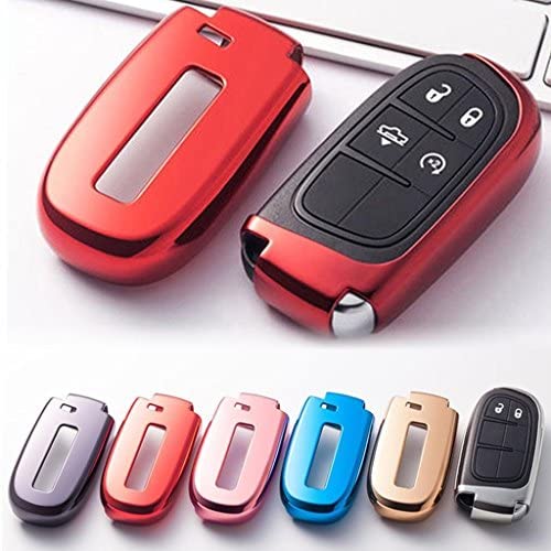 Xotic Tech 1x Glossy Red TPU Smart Key Remote Keyless Cover FOB Shell Case for Jeep/for Dodge/for Chrysler