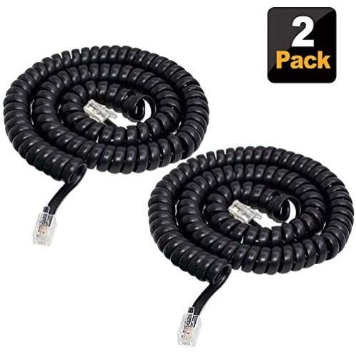 Phone Cord Landline,SHONCO 2 Pack 4M 13Ft Telephone Cord,Phone Cord,Phone Cords for landline with Standard RJ9 4P4C Plugs,Black