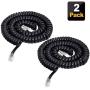 Phone Cord Landline,SHONCO 2 Pack 4M 13Ft Telephone Cord,Phone Cord,Phone Cords for landline with Standard RJ9 4P4C Plugs,Black