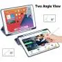Akkerds Case Compatible with iPad 10.2 2020 iPad 8th Gen/2019 iPad 7th Gen with Pencil Holder, Protective Case with Soft TPU Back, Auto Sleep/Wake Cover Compatible for iPad 8th/7th Gen, Blue Gray