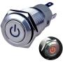 Ulincos Latching Push Button Switch U16F5 1NO1NC SPDT ON/OFF Silver Stainless Steel Shell with Red Power Symbol LED Suitable for 16mm 5/8'' Mounting Hole (Red)