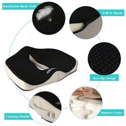 Seat Cushion, Feagar Memory Foam Chair Pad/Coccyx Pillow for Car Seat, Office/Computer Chair and Wheelchair, Orthopedic Breathable+Ergonomic for Sciatica, Tailbone Pain Relief