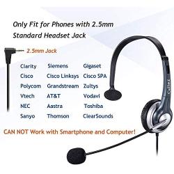 Callez 2.5mm Cordless Phone Headset Mono, Hands-Free Telephone Headset With Noise Canceling Mic For DECT AT&T ML17929 Vtech Panasonic KX-T7630 KX-T7633 Uniden RCA Cisco Call Center Home Office(C300D1)