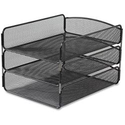Safco Products 3271BL Onyx Mesh Desktop Organizer with Triple Tray, Black