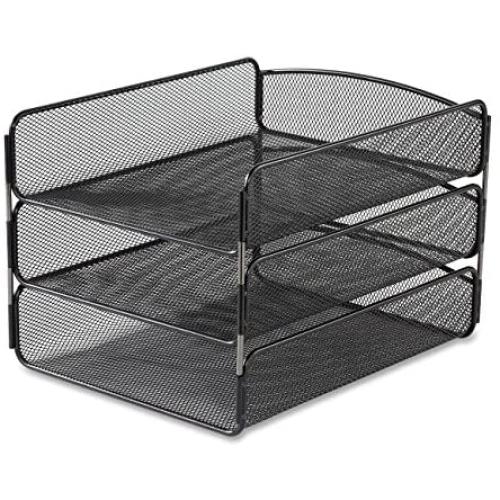 Safco Products 3271BL Onyx Mesh Desktop Organizer with Triple Tray, Black