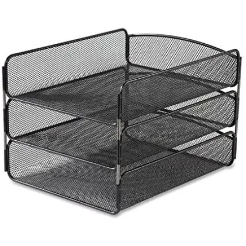 Safco Products 3271BL Onyx Mesh Desktop Organizer with Triple Tray, Black