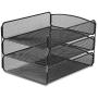 Safco Products 3271BL Onyx Mesh Desktop Organizer with Triple Tray, Black