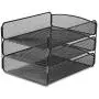 Safco Products 3271BL Onyx Mesh Desktop Organizer with Triple Tray, Black
