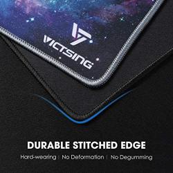 VicTsing Mouse Pads [2-Pack] with Stitched Edge, Premium-Textured Mouse Pad Mat, Non-Slip Rubber Base Mousepad for Laptop, Computer & PC, 10.2×8.3×0.08 inches, Black+Blue