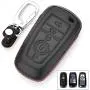 Royalfox(TM) 3 4 5 Buttons Real Leather Smart keyless Entry Remote Key Fob case Cover Keychain for 2017 2018 Ford Mustang Explorer Edge Fusion Mondeo F150 F250 F350 F450 F550 (Black Leather)