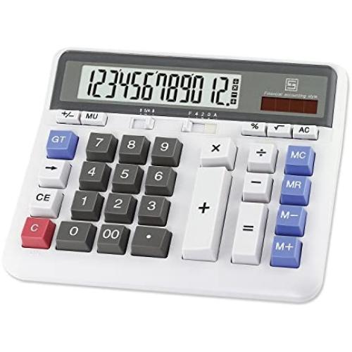 OFFIDIX Office Computer Key Electronic Calculator, Financial Calculators for Bank Stuff and Accouter, Financial Accounting Style 12-Digit Display with Battery and Solar Desktop Calculator Fathers Day