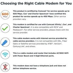 Motorola MG7700 24x8 Cable Modem Plus AC1900 Dual Band WiFi Gigabit Router with Power Boost, 1000 Mbps Maximum Docsis 3.0 - Approved by Comcast Xfinity, Cox and More