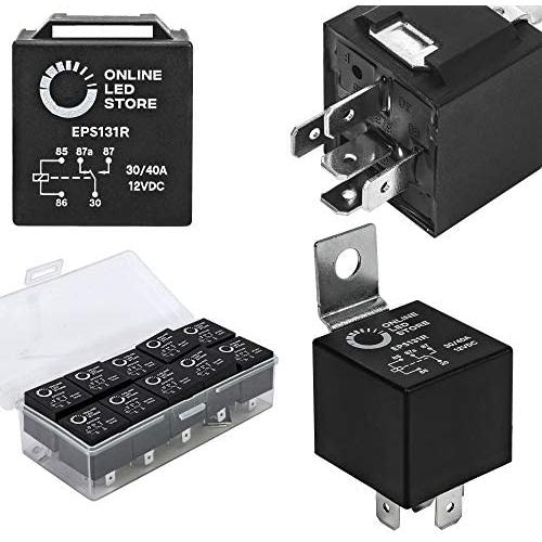 10 Pack Bosch Style 5-Pin 12V Relay Switch [SPDT] [30/40 Amp] 12 Volt Automotive Relays for Auto Fan Cars