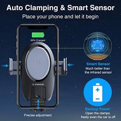 [2021 Upgraded] VANMASS 15W Wireless Car Charger Mount Auto Clamping, Thermostatic Fast Charging, Air Vent Holder Charger for iPhone 12 11 XR XS X 8, Samsung S21 S20 S10 S9 Note 20, Pixel 4XL 3XL,LG