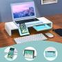Monitor Stand Riser, Jelly Comb Foldable Computer Monitor Riser, Computer Stand with Storage Drawer, Phone Stand for Computer, Desktop, Laptop, Save Space (White Mint Green)