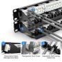 AMPCOM Industrial Series CAT6 48 Ports Patch Panel, Rack Mount - 2U, 19 inch, RJ45 Ethernet 568A 568B, 50u Gold Plated, with Rear Cable Management Bar