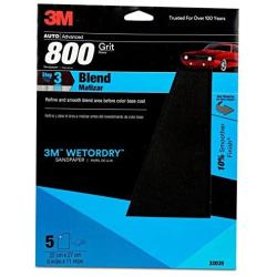 3M Wetordry Sandpaper, 32035, 800 Grit, 9 in x 11 in, 5 per pack