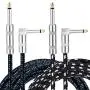 Donner 2 Pack Guitar Cables 10 Feet AMP Cord for Instrument Electric Guitar Bass High Sound Quality Braided Cover 1/4” TS Right Angle to Straight Metal Connectors Black/White and Black/Blue Donner 2 Pack Guitar Cables 10 Feet AMP Cord for Instrument Electric Guitar Bass High Sound Quality Braided Cover 1/4” TS Right Angle to Straight Metal Connectors Black/White and Black/Blue