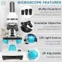 100x-2000x Microscope Kit for Kids & Students, Lab Microscope Kit for Beginners with Led Lights, Microscope Science Kit with Detailed Operating Instructions, Complete Science Accessory Kit